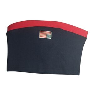 Edge Dark Blue and Red Bandeau Top